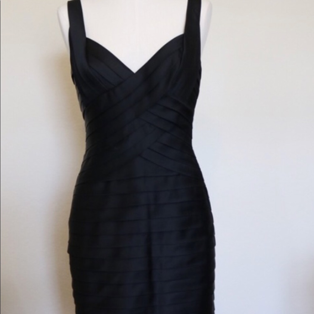 BCBG Mitzi satin cocktail dress- black size 6